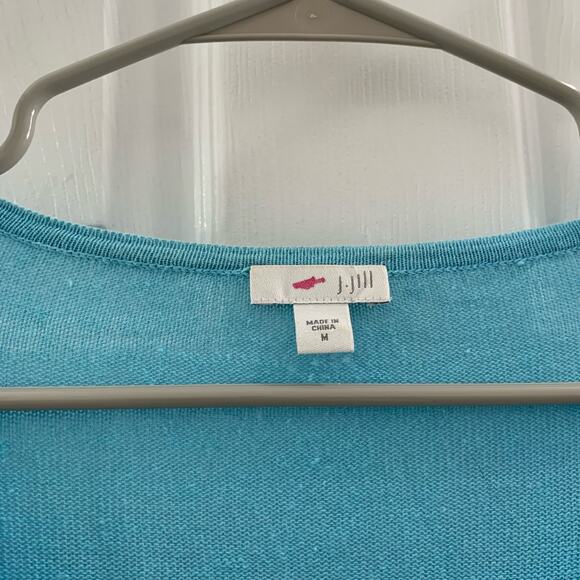 J. Jill Vibrant Blue Button Front Linen Blend Button Front Top Medium - Picture 4 of 6